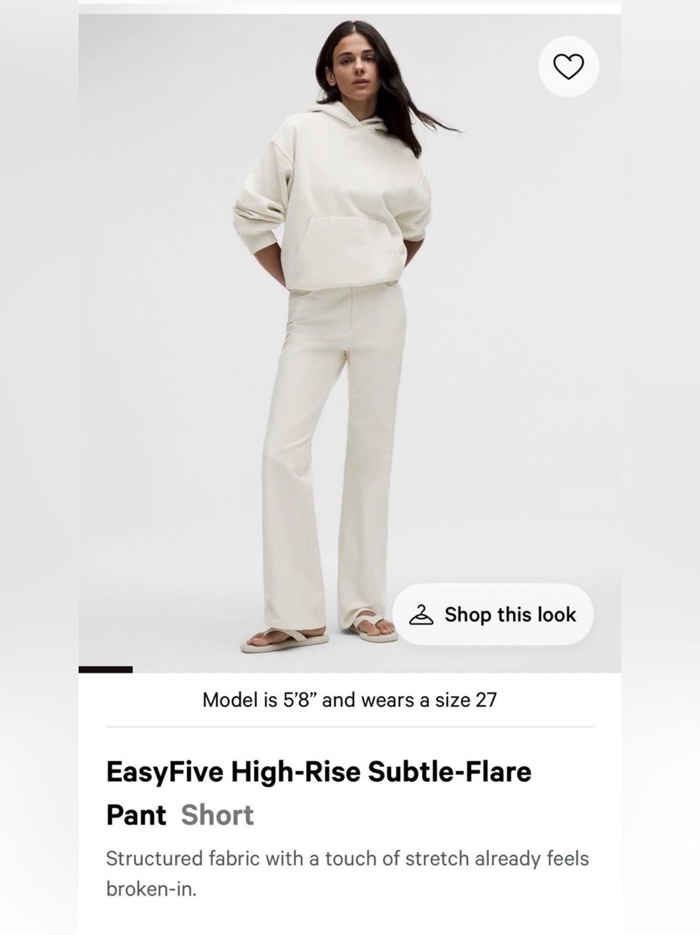 lululemon Women's Light Ivory High Rise Flare Pants Stretch Pockets 26 NWT